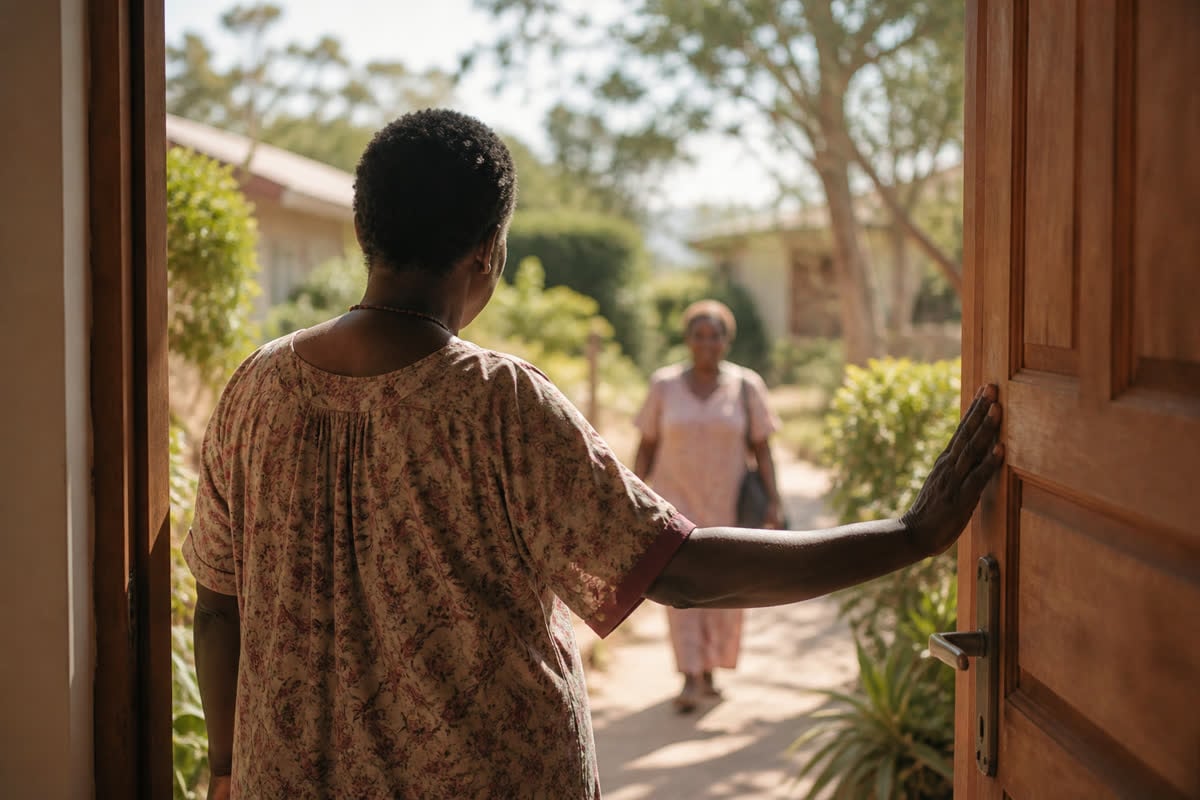 An open doorway, welcoming people in